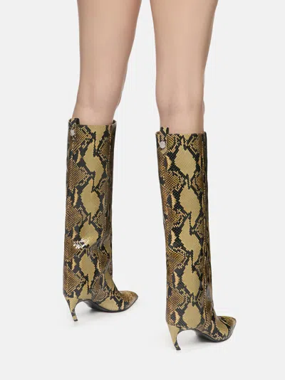 Attico Lea 65 Leather Knee-high Boots In Animal Print