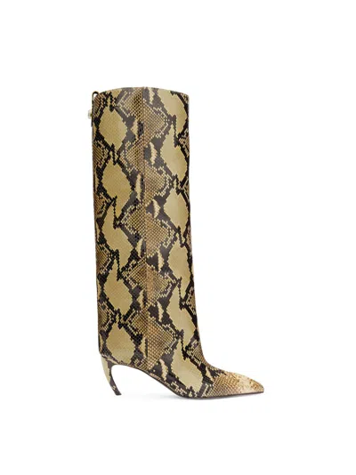 Attico Lea 65 Leather Knee-high Boots In Animal Print