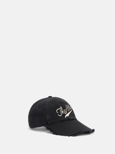 Attico Baseball Cap With Embroidery Logo And Frayed Hem In Black