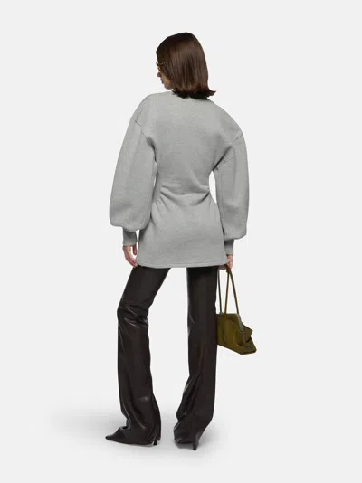 Attico Peplum Cotton Fleece Minidress In Gray