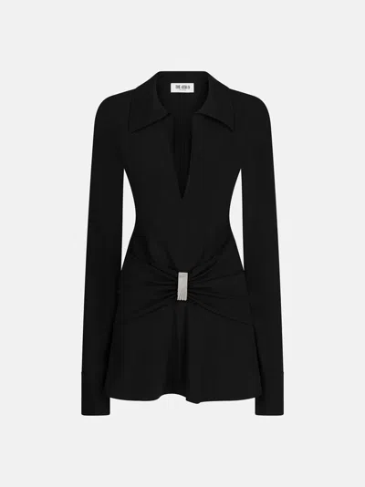 Attico Black Scoop-neck Mini Dress In Black