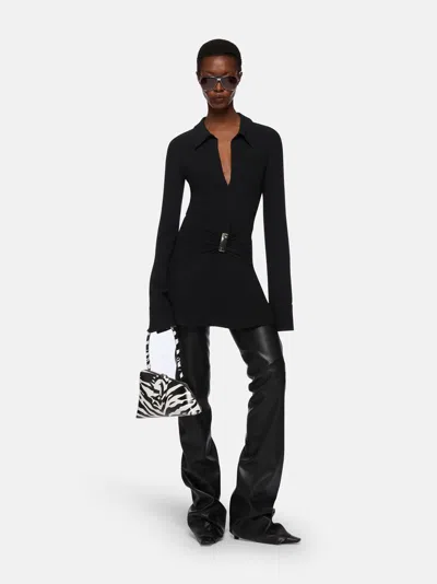 Attico Black Scoop-neck Mini Dress In Black