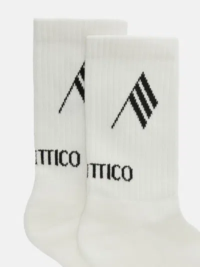 Attico White Stretch Cotton Blend Socks In White