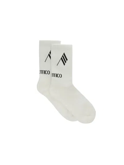 Attico White Stretch Cotton Blend Socks In White