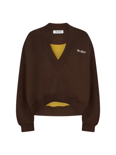 Attico Brown Cotton Sweatshirt With Logo