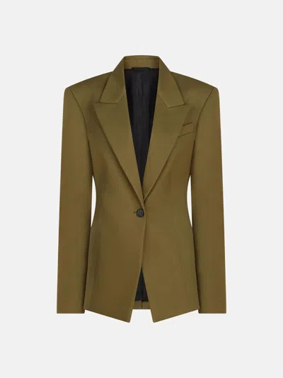 Attico Tailored Gabardine Jacket With Unique Tie Detail In Green