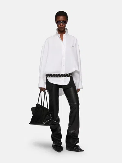 Attico Oversized Cotton Shirt Long Sleeves Collar In White