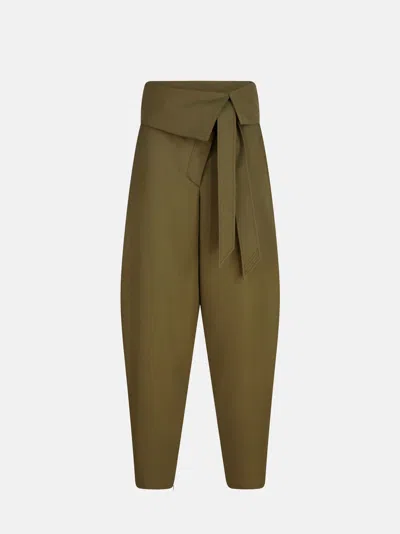 Attico Gabardine Long Pants In Green