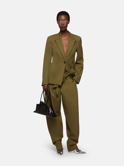 Attico Gabardine Long Pants In Green