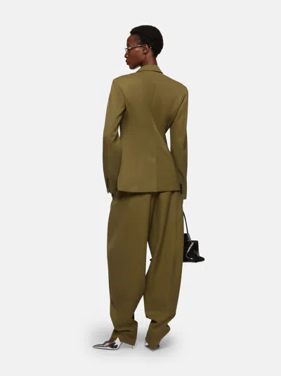Attico Gabardine Long Pants In Green