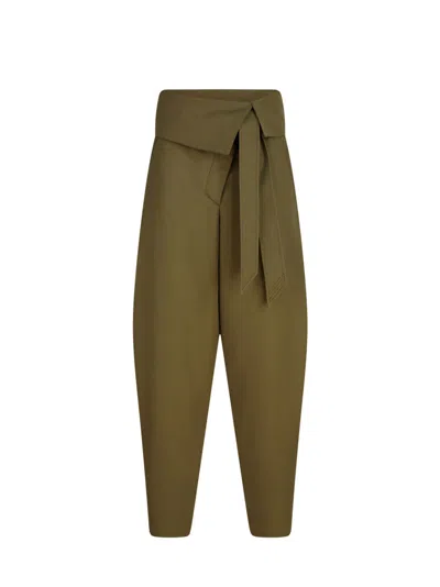 Attico Gabardine Long Pants In Green