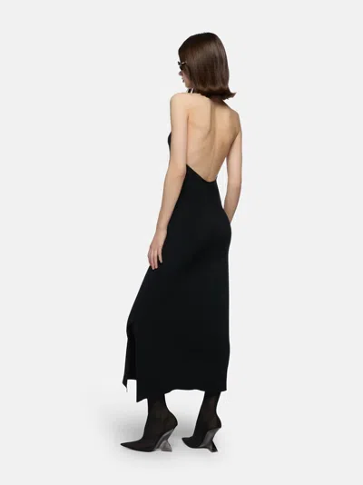 Attico Black Halterneck Midi Dress In Black