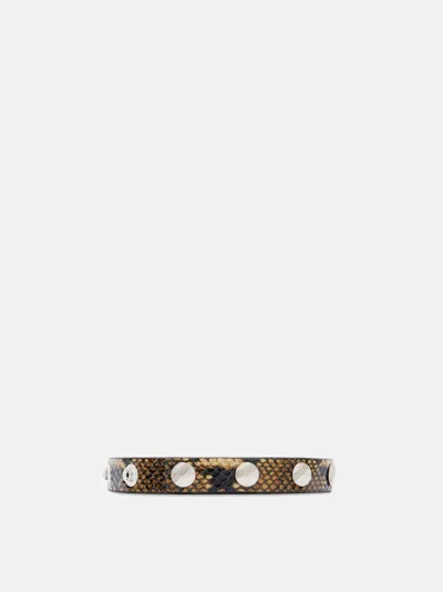 Attico Python Print Leather Belt In Brown