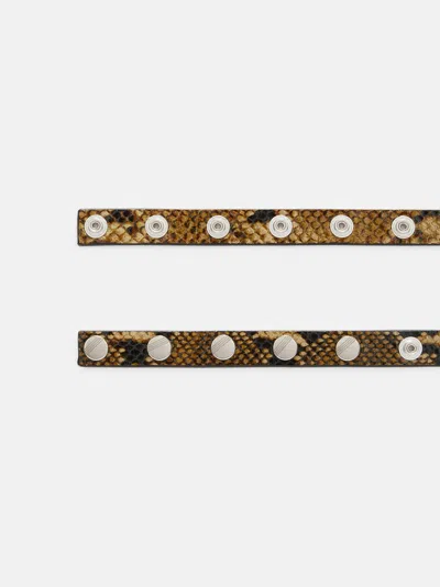 Attico Python Print Leather Belt In Brown