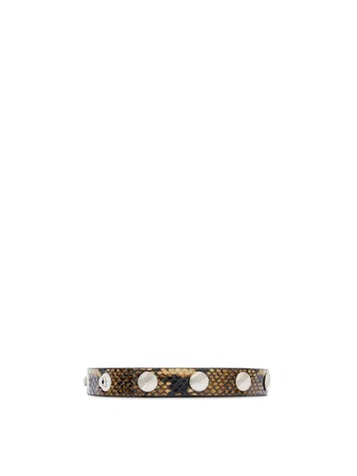 Attico Python Print Leather Belt In Brown