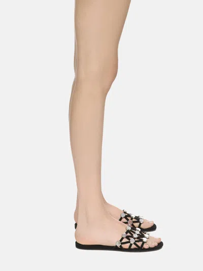 Attico Grid Studded Flats In Black