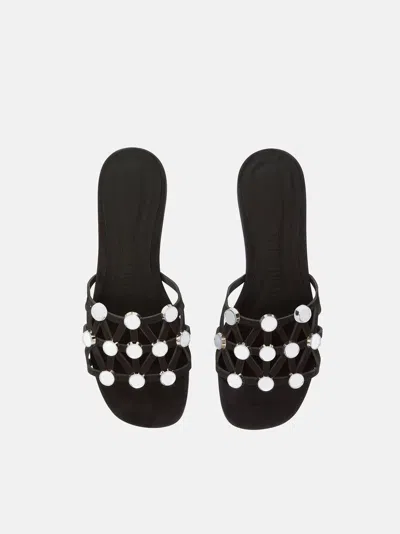 Attico Grid Studded Flats In Black