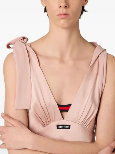 Miu Miu Satin Reverse Bow Draped Maxi Dress In Pink