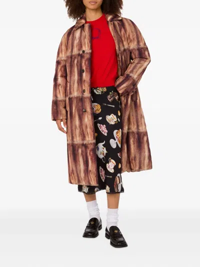 Moschino Printed Canvas Quilt In Brown