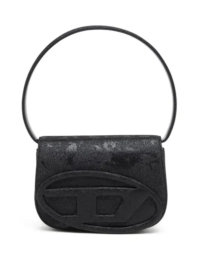 Diesel 1dr-iconic 1dr Bag In Glitter-camo Lurex In Black