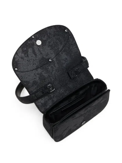 Diesel 1dr-iconic 1dr Bag In Glitter-camo Lurex In Black