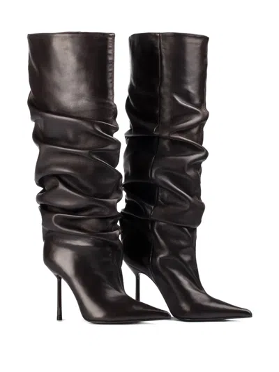 Le Silla Bella High Heels Boots In Black Leather In Black