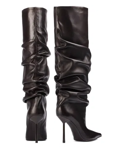 Le Silla Bella High Heels Boots In Black Leather In Black