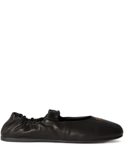 Miu Miu Logo Ballerina In Black