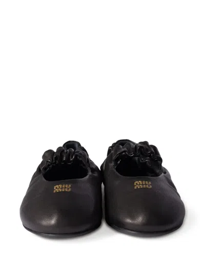 Miu Miu Logo Ballerina In Black