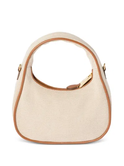 Miu Miu Wander Canvas And Leather Bag In Neutral