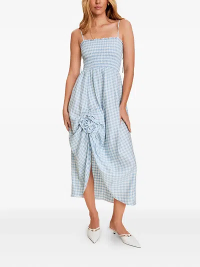 格子图案中长连衣裙