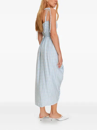 格子图案中长连衣裙