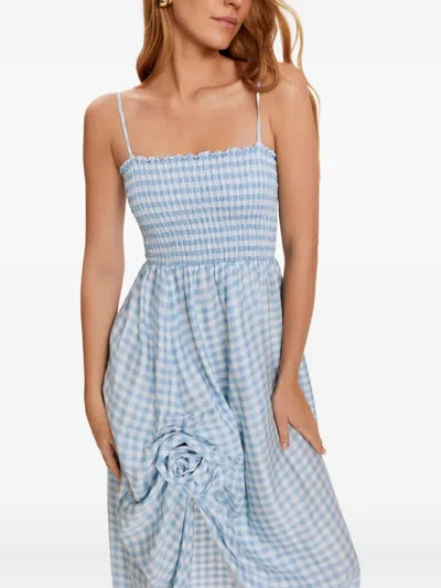 格子图案中长连衣裙