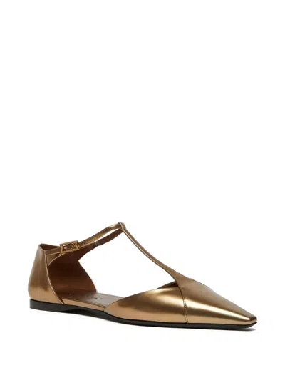 Max Mara Metallic Pointed-toe Ballet Flats In Gold