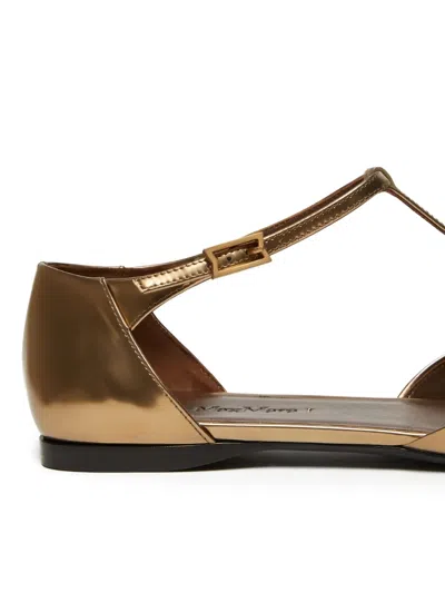 Max Mara Metallic Pointed-toe Ballet Flats In Gold