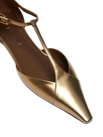 Max Mara Metallic Pointed-toe Ballet Flats In Gold