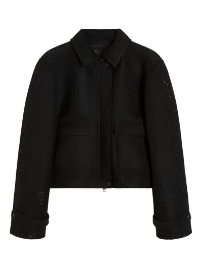 Max Mara Boxy Jacket In Technical Mesh In Black