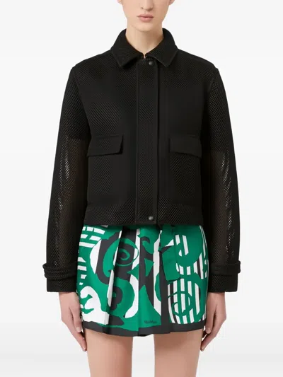 Max Mara Boxy Jacket In Technical Mesh In Black