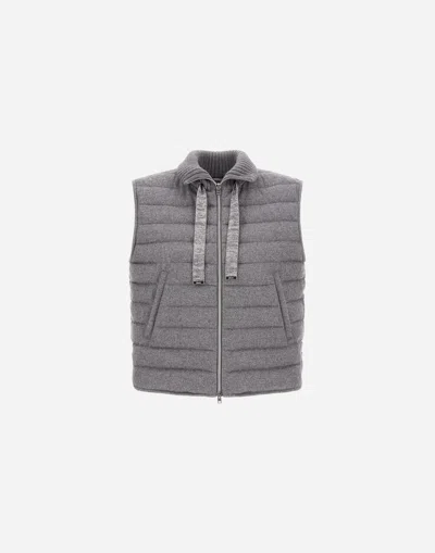 Herno Resort Vest In Lucent Cashmere Wool In Gray