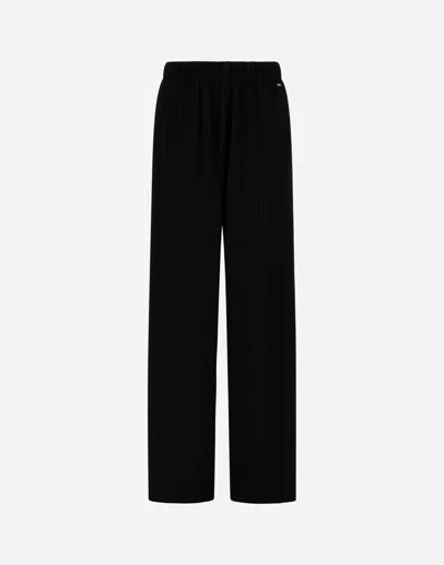 Herno Resort Trousers In Pleated Jersey In Black