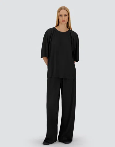 Herno Resort Trousers In Pleated Jersey In Black