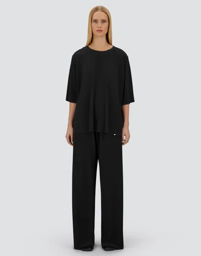 Herno Resort Trousers In Pleated Jersey In Black