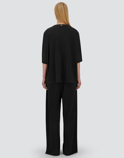 Herno Resort Trousers In Pleated Jersey In Black