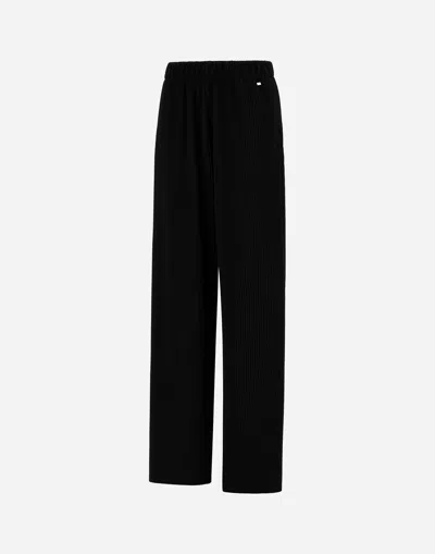 Herno Resort Trousers In Pleated Jersey In Black