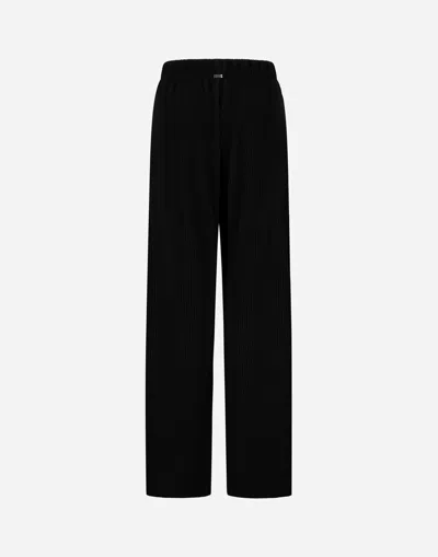 Herno Resort Trousers In Pleated Jersey In Black