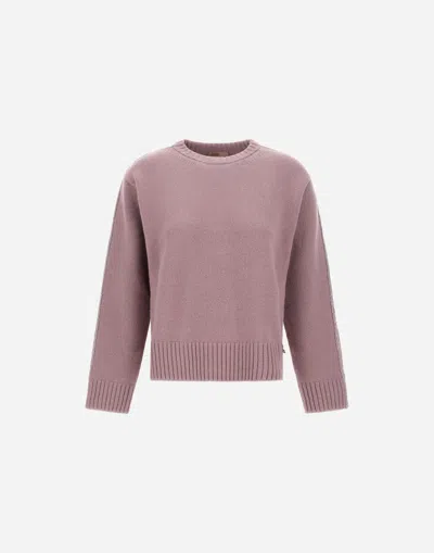 Herno Crew Neck Long Sleeve Sweater In Pink
