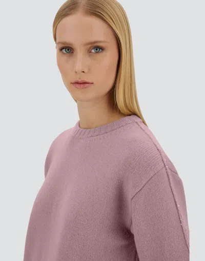 Herno Crew Neck Long Sleeve Sweater In Pink