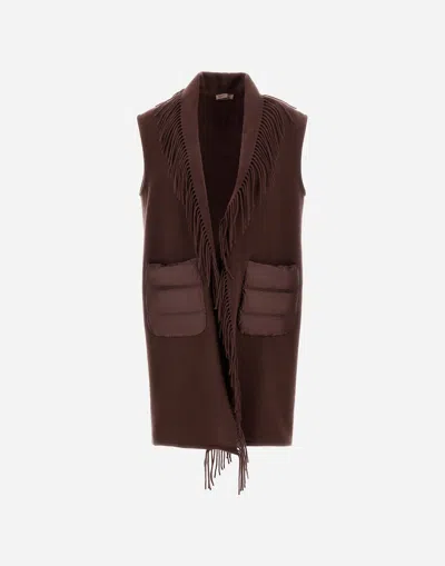 Herno Beige Warmy And Nylon Waistcoat In Brown