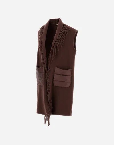 Herno Beige Warmy And Nylon Waistcoat In Brown