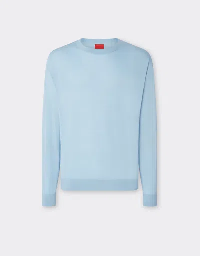 Ferrari Cashmere And Silk Jumper With Link Pattern In Blue